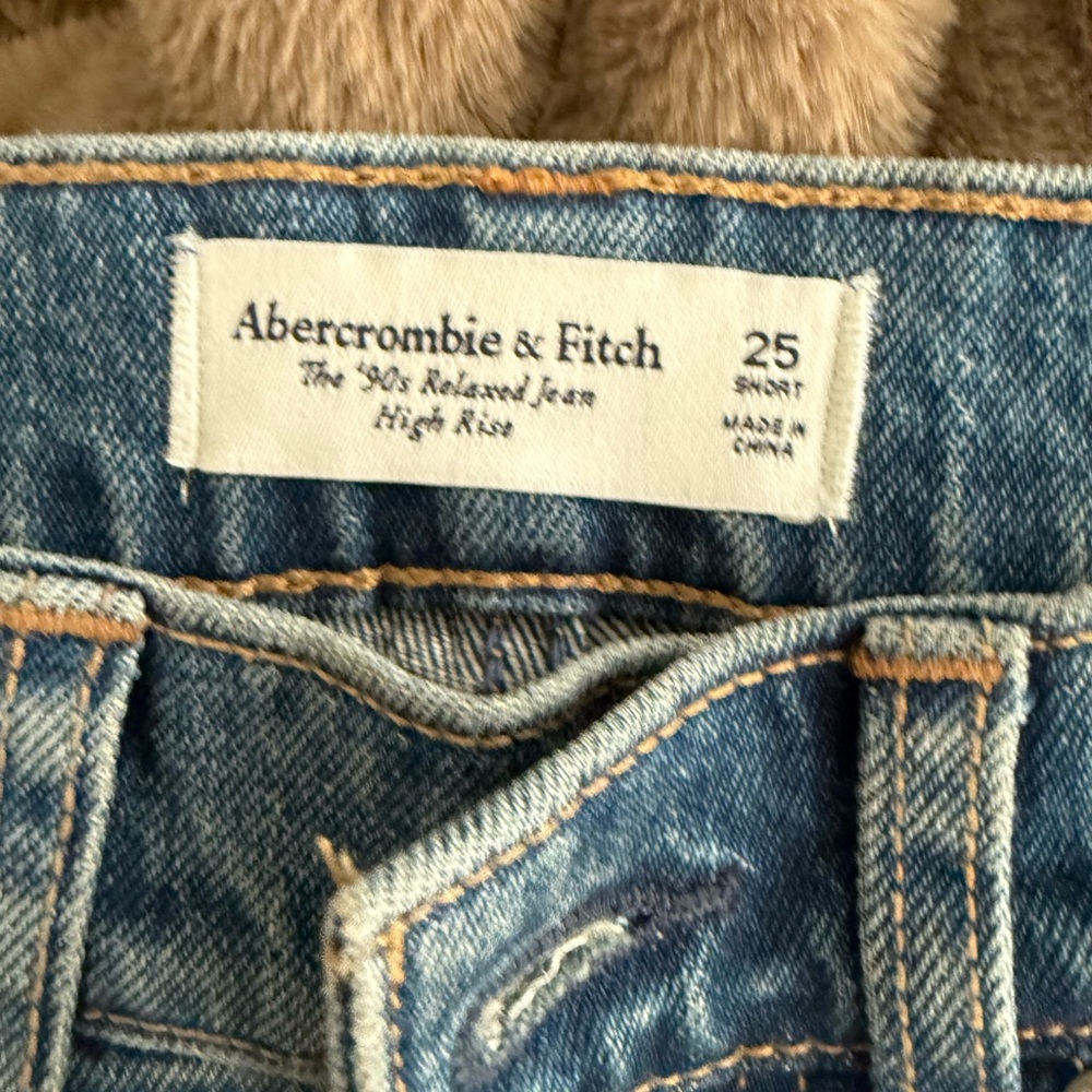 Abercrombie & Fitch Blue Speckled Wide Leg Jeans - Picture 2 of 4